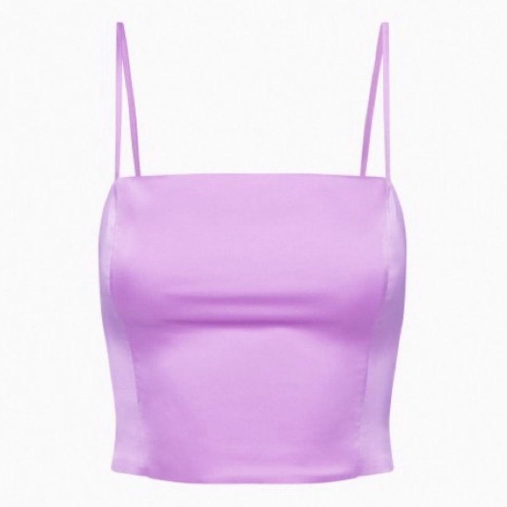 Aritzia Sunday Best Lilac Sleeveless Fitted Crop Shimmer Camisole